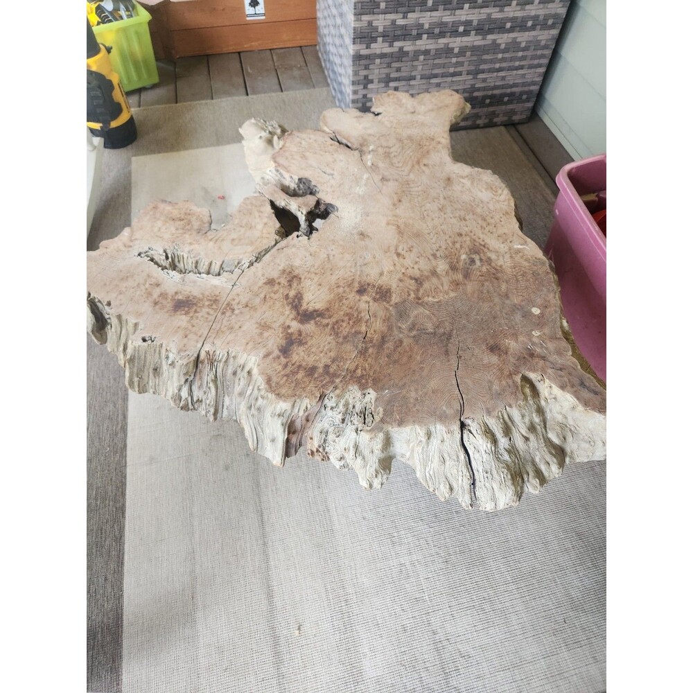 Rustic Cypress Live-edge Coffee Table - Tree Stump Base